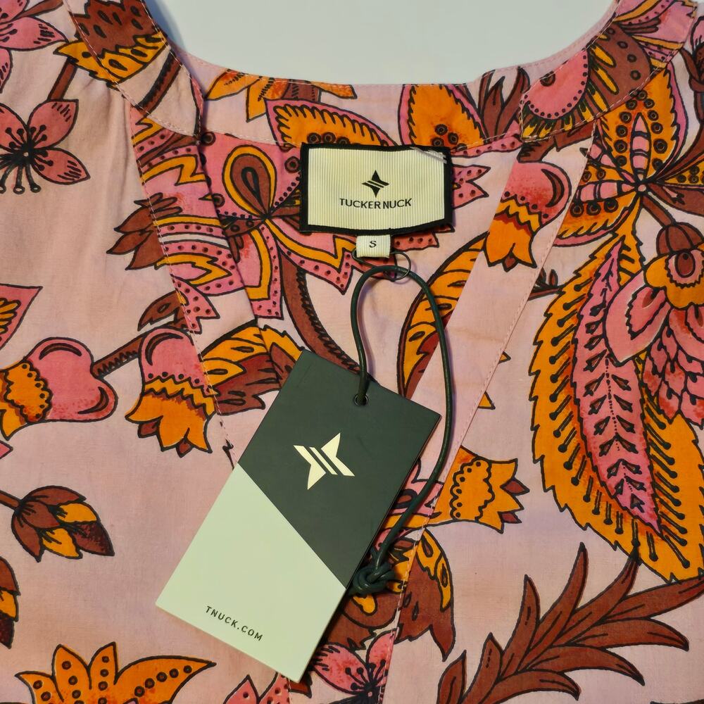Tuckernuck Mini Dress Womens Small Pink Paisley Floral Print Sunset Chintz NWT - Picture 5 of 13